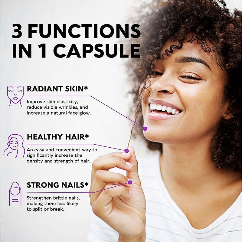 1-5x Hair Growth Dietary Supplement with Collagen Complex 60/120/600 Capsules