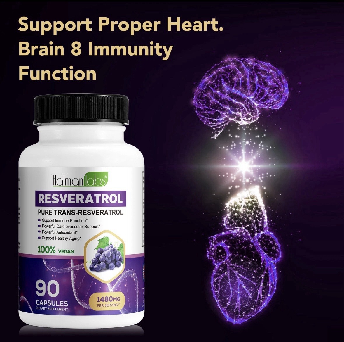 ✅High Purity Resveratrol Capsules 98% Trans-Resveratrol Supplement 🍇✅