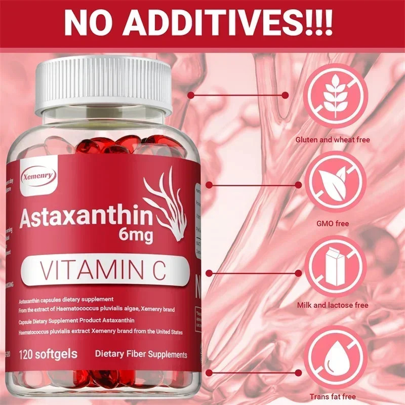 Astaxanthin & Vitamin C 240pcs – Brightens Skin Tone, Heart & Brain, Cell Health