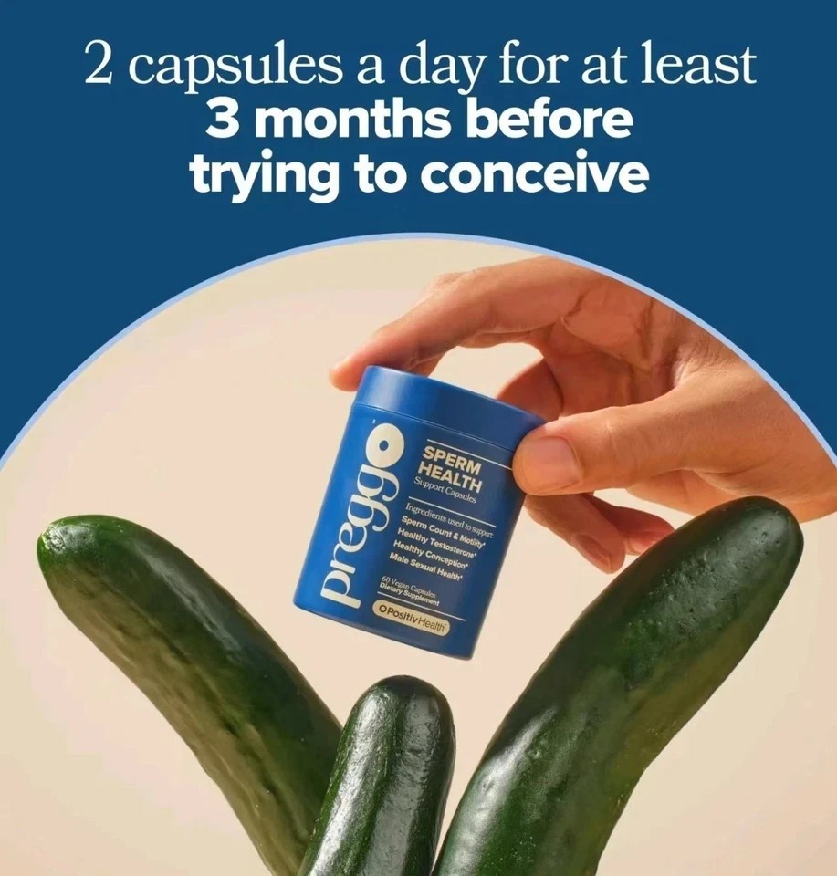 3PACK Preggo Sperm Health Capsules for Men Sperm Count & Motility,180 Vegan Caps