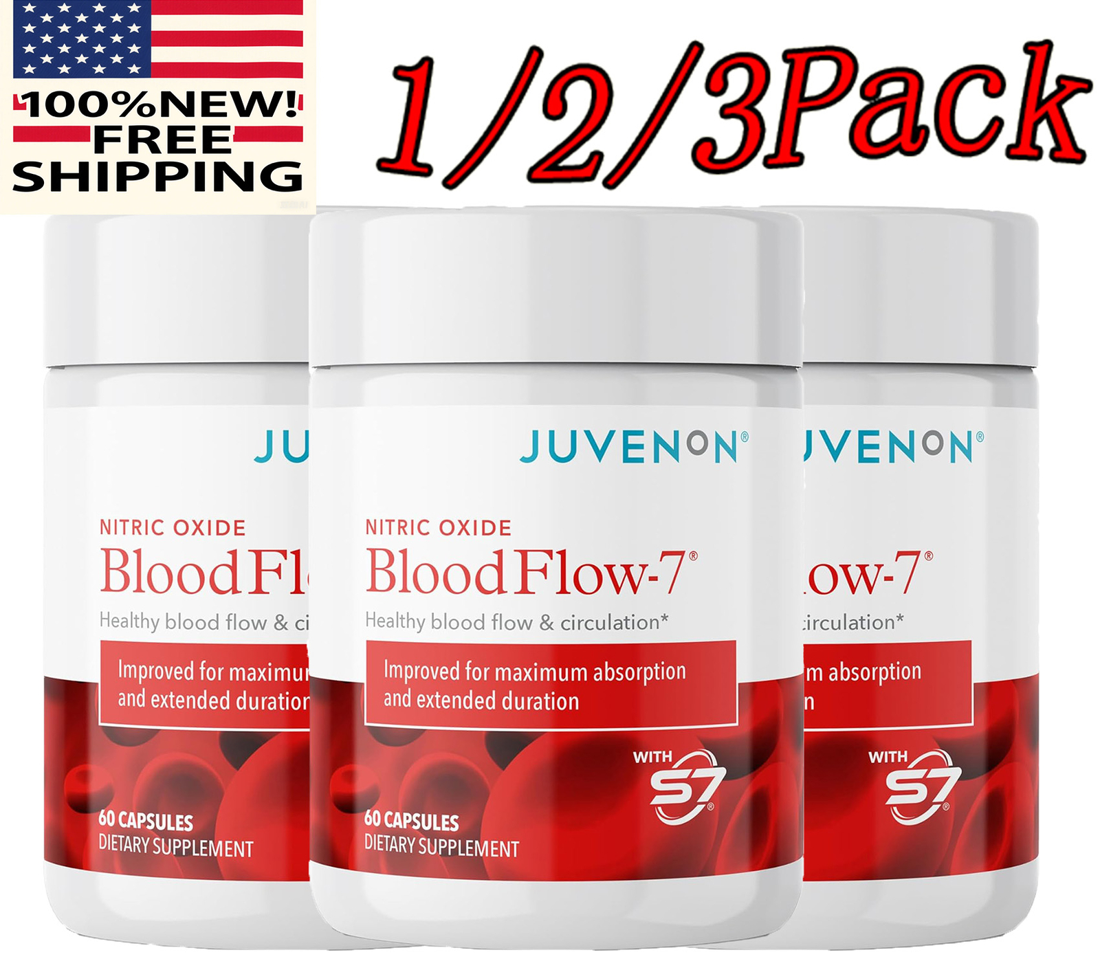 BloodFlow-7 Juvenon New & Improved Blood Circulation 60 Softgelsules fresh