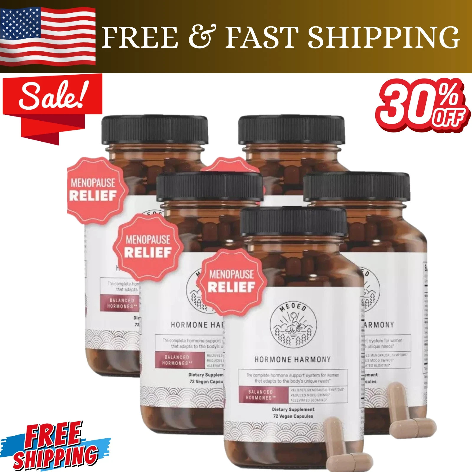 Happy Mammoth Hormone Harmony Natural Hormonal Support for Women 72 Capsule 5 PC