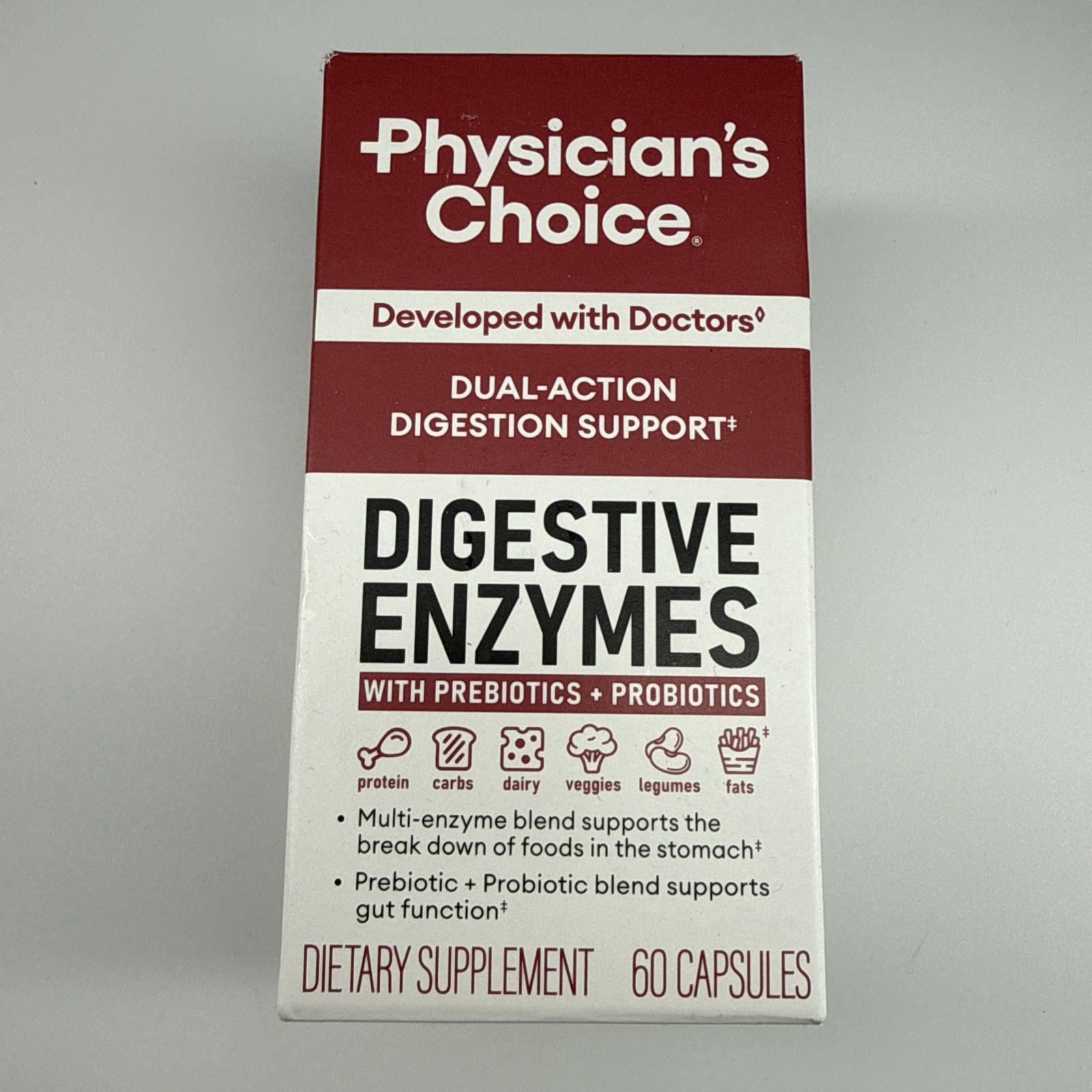 Physician’s CHOICE Digestive Enzymes – Multi Enzymes, Organic Prebiotics – 60 CT