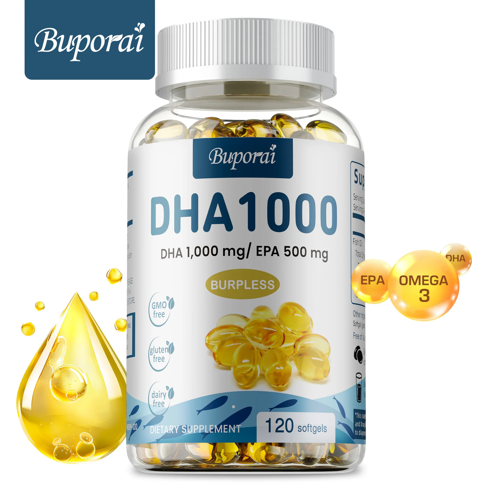DHA 120pcs – Joint, Heart & Skin Health, Supports Cognitive Function and Memory