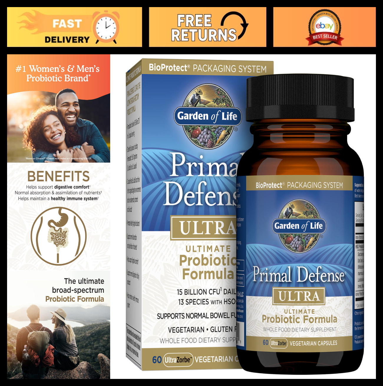 Primal Defense Ultra Probiotic Supplement – 60 Capsules for Gut Health & Immunit