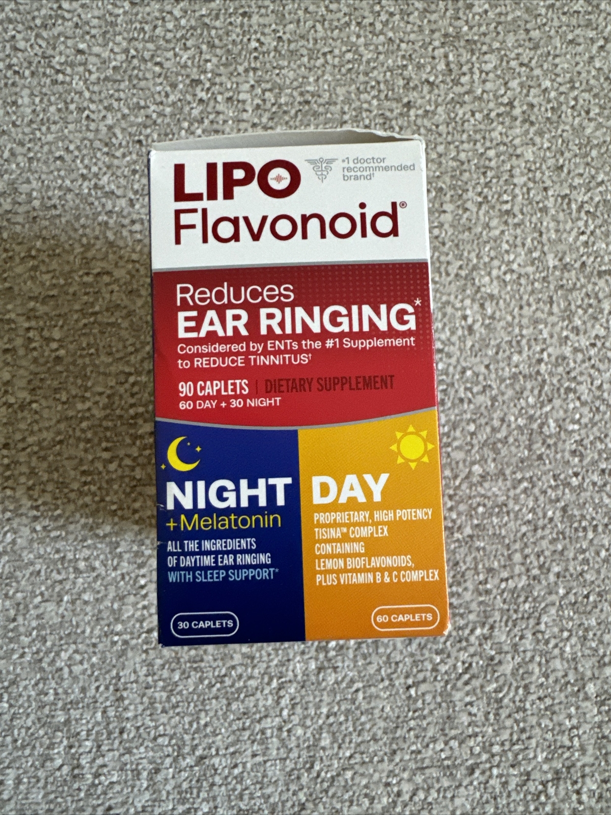 Lipo Flavonoid Plus Day/Night PM Pack Ear Ringing 90 Caplets Total 01/2027 NEW