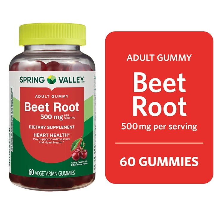 2 Pack Spring Valley Beet Root 500mg Heart Health Cherry Gummies, 60 Count