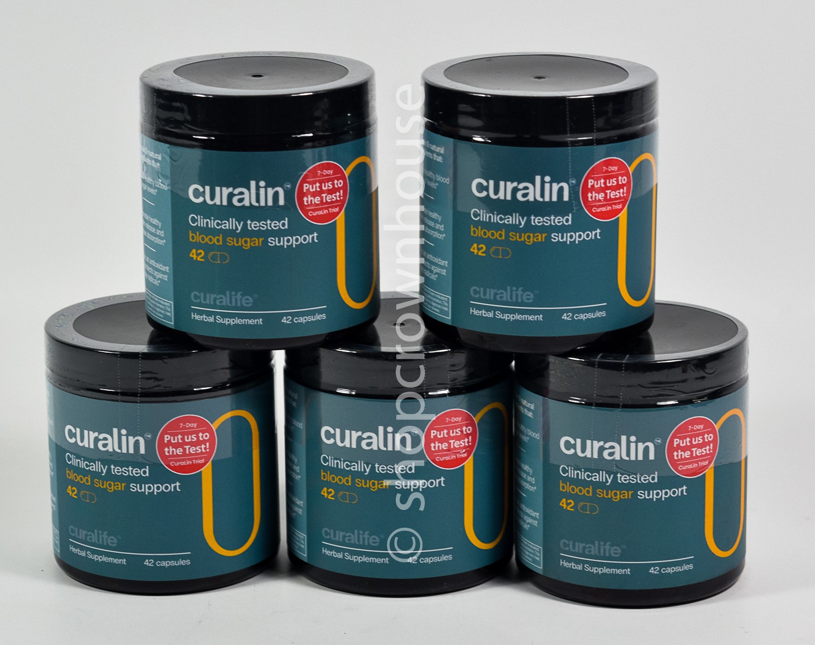 Lot of 5 Curalin herbal supplement by Curalife 42 capsules NEW bottle 05/2027