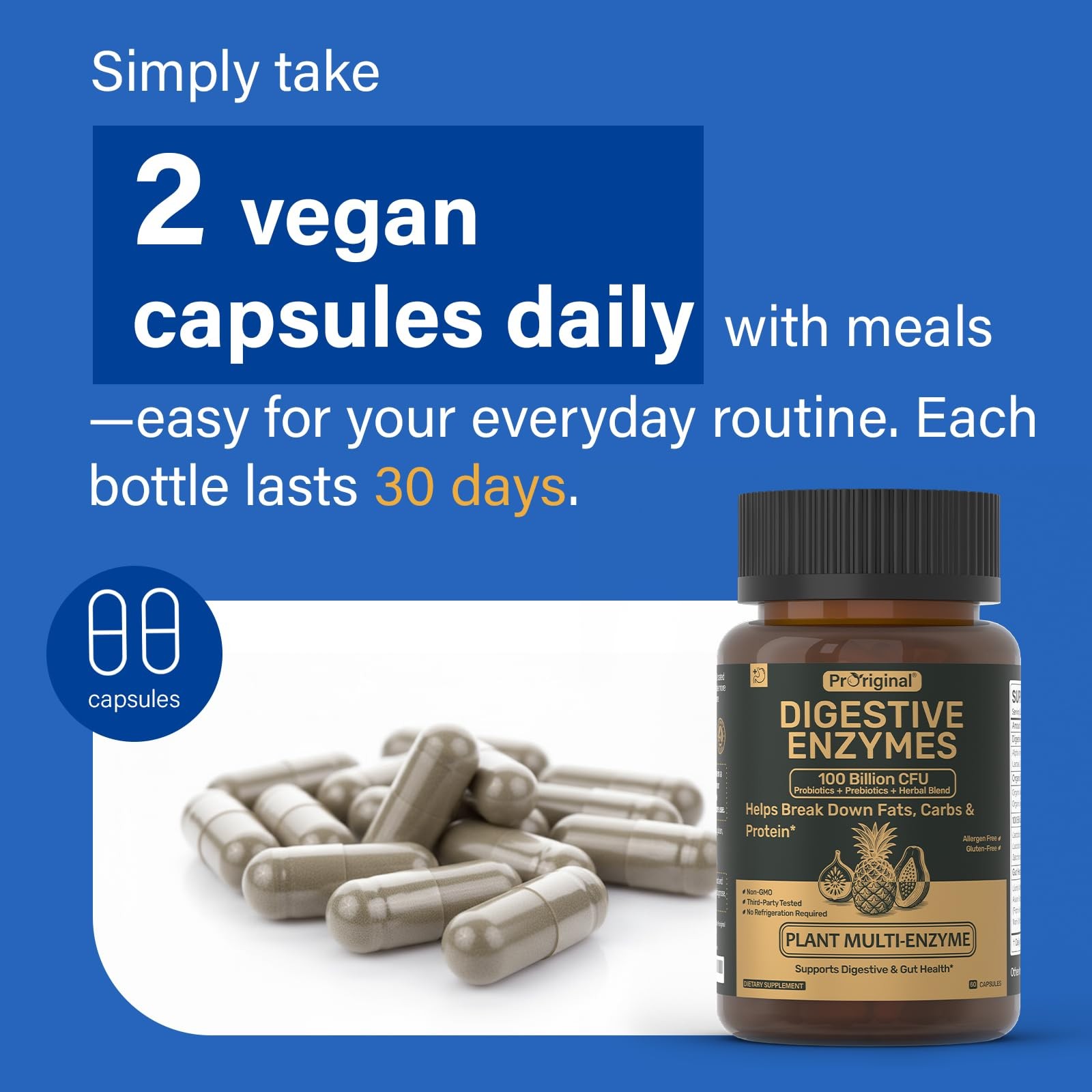 Digestive Enzymes Supplement with 100 Billion CFU 60 Count (Pack of 2)