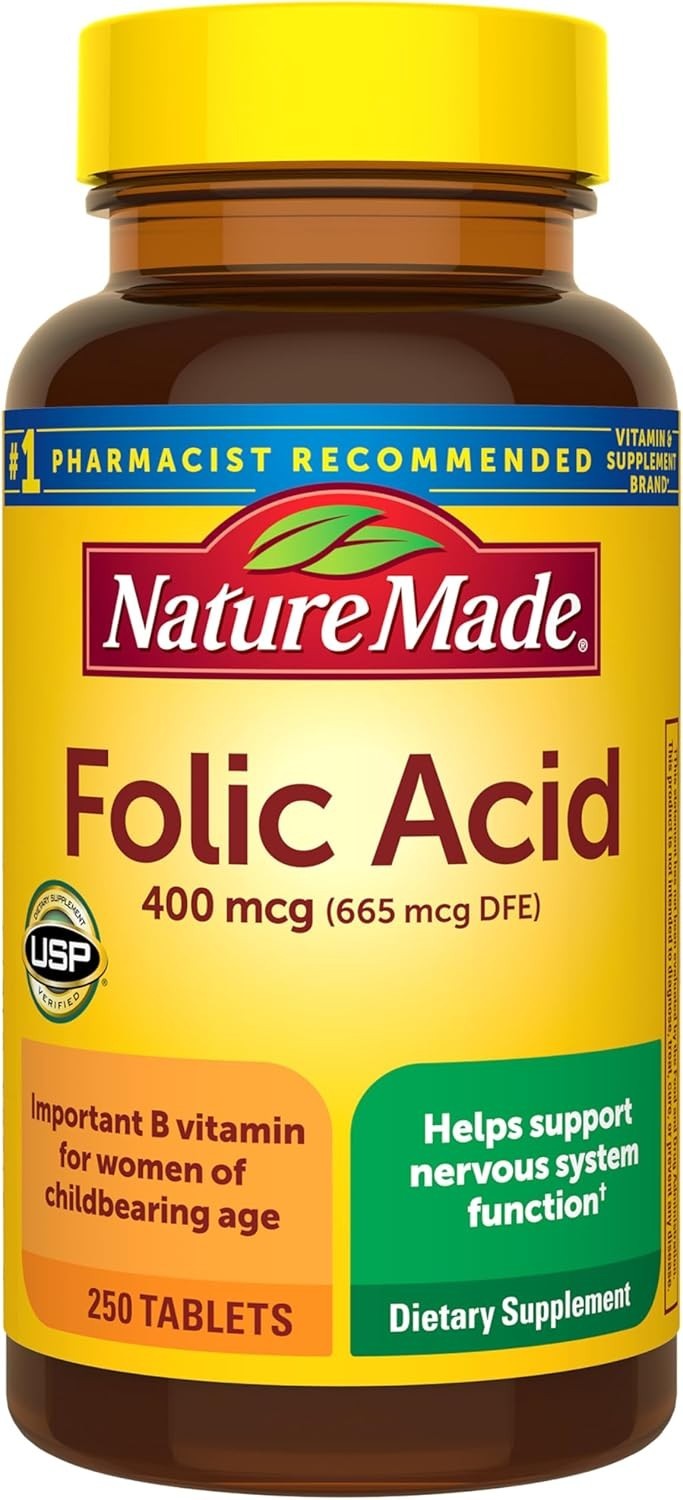 Nature Made Folic Acid 400mcg (665 mcg DFE), Folic Acid Supplements for Women &