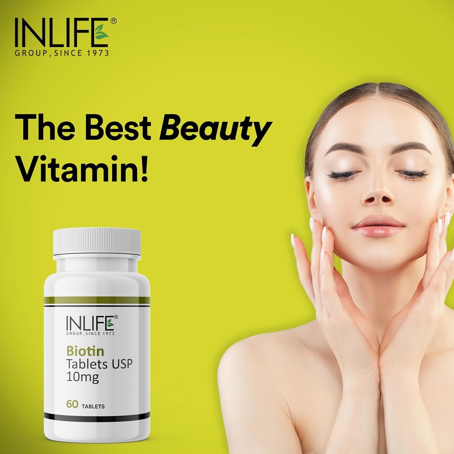 IN.LIFE Biotin 10000mcg Vitamin B7 Hair Skin 60 Tablets