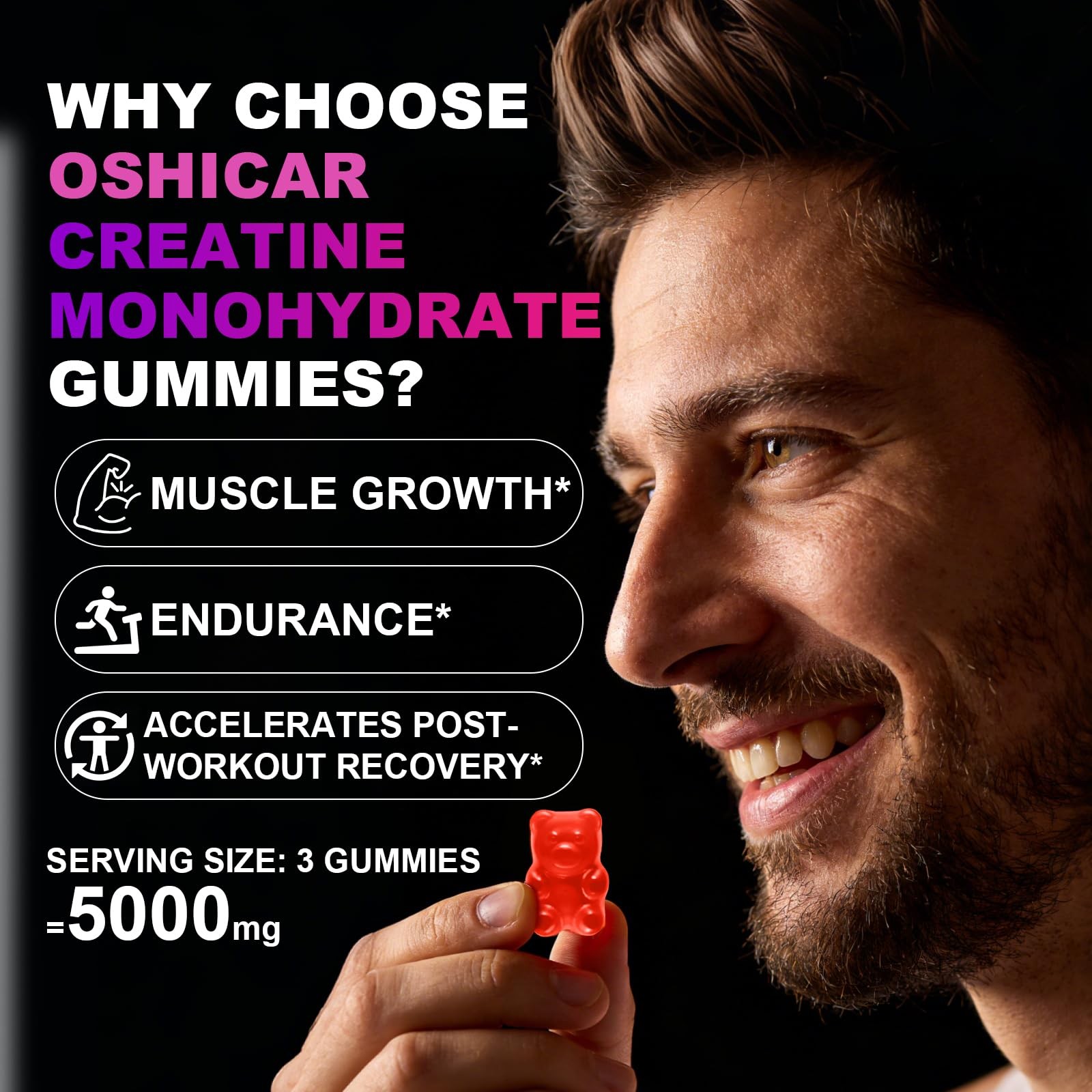 Oshicar Creatine Gummies For Women 3 Gummies 5G Creatine Monohydrate