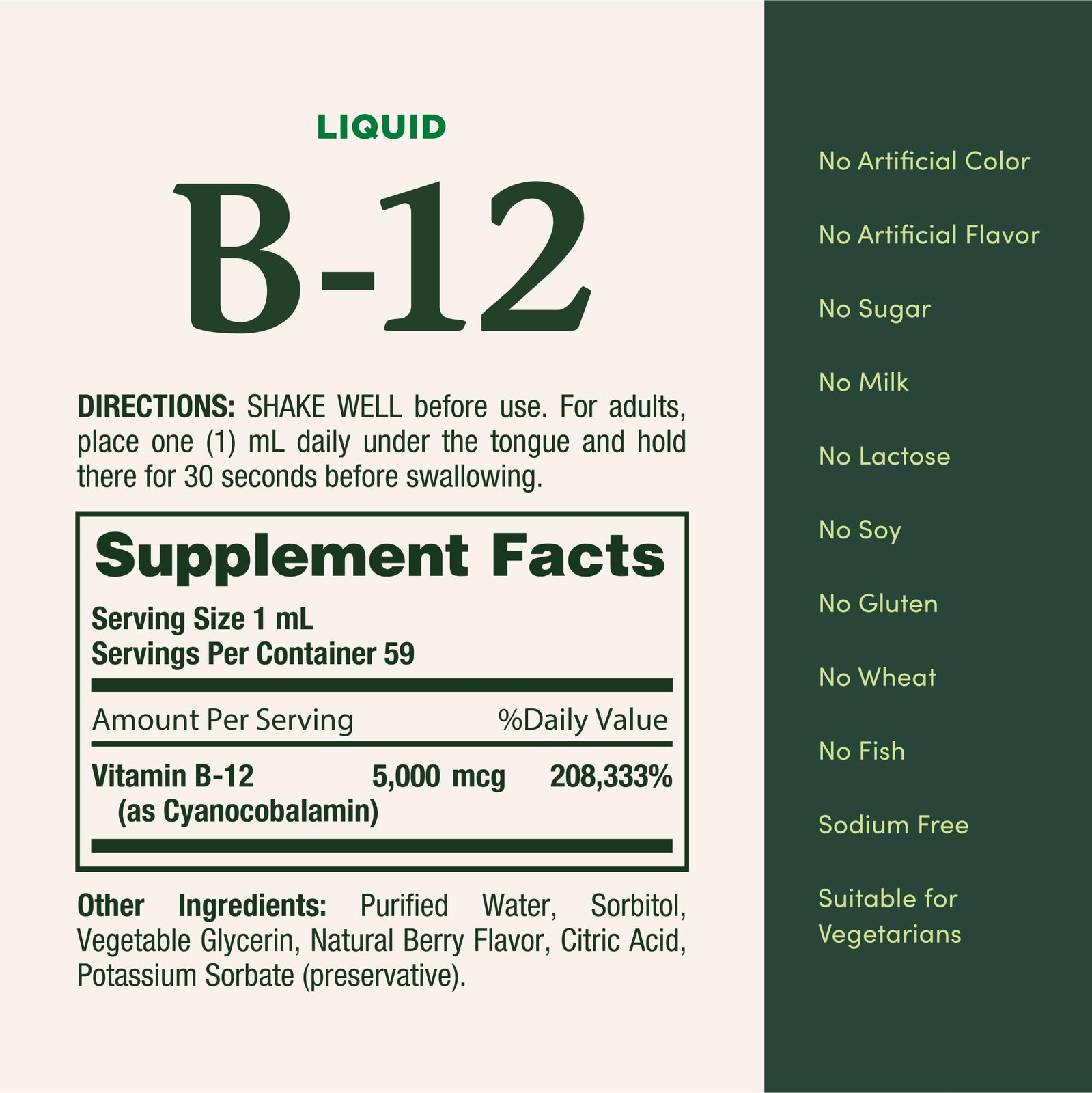 Nature’s Bounty Vitamin B12 5000 mcg Sublingual 2 Fl Oz (Pack of 1), White