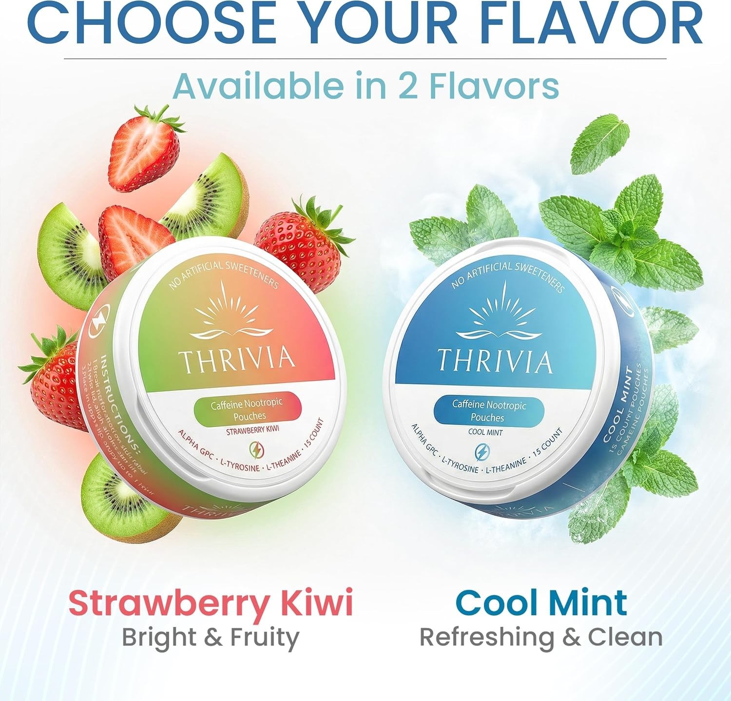 Nicotine-Free Strawberry Kiwi Energy & Focus Pouches — 50mg Caffeine, Nootrop…