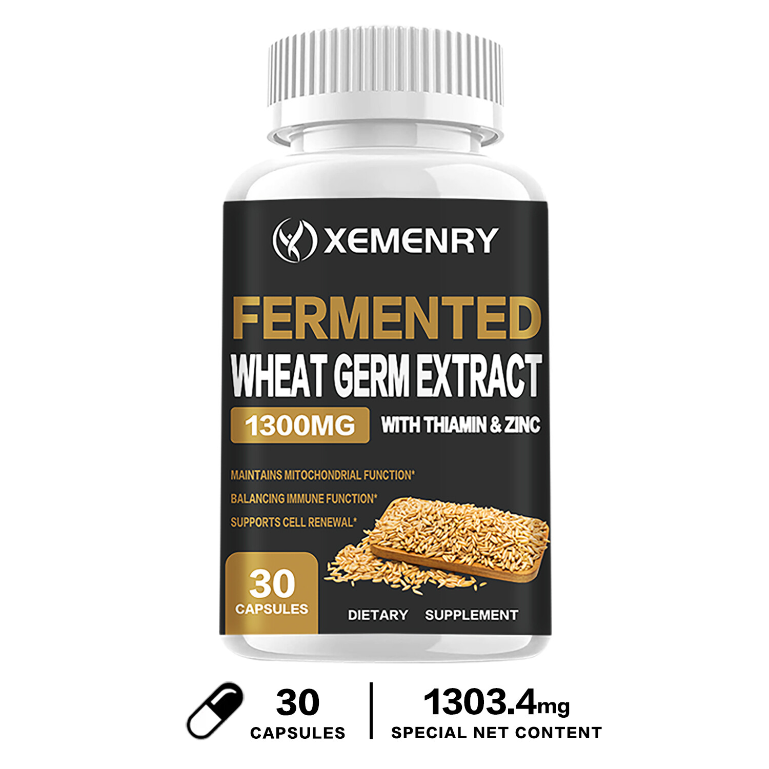Fermented Wheat Germ Extract 1300mg – for Anti-Aging, Antioxidant, Cell Renewal