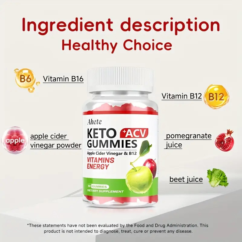 Apple Cider Vinegar Gummies – Natural Keto ACV + B6 & B12 for Digestive Health