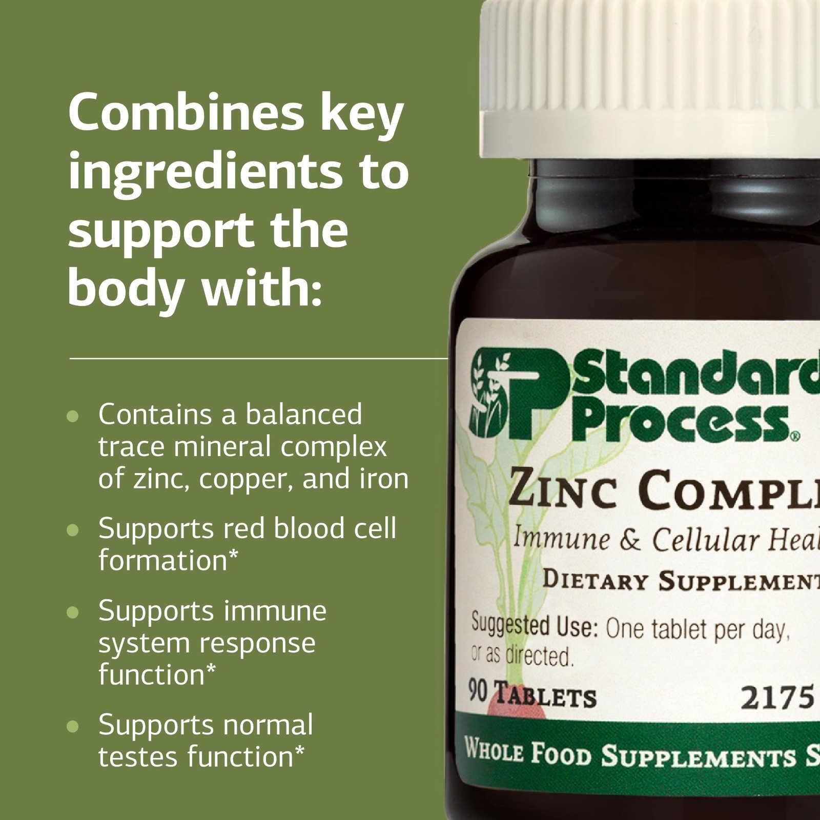 Zinc Complex for Enzyme Function & Immune Support – Gluten-Free, Non-Dairy, 90 T