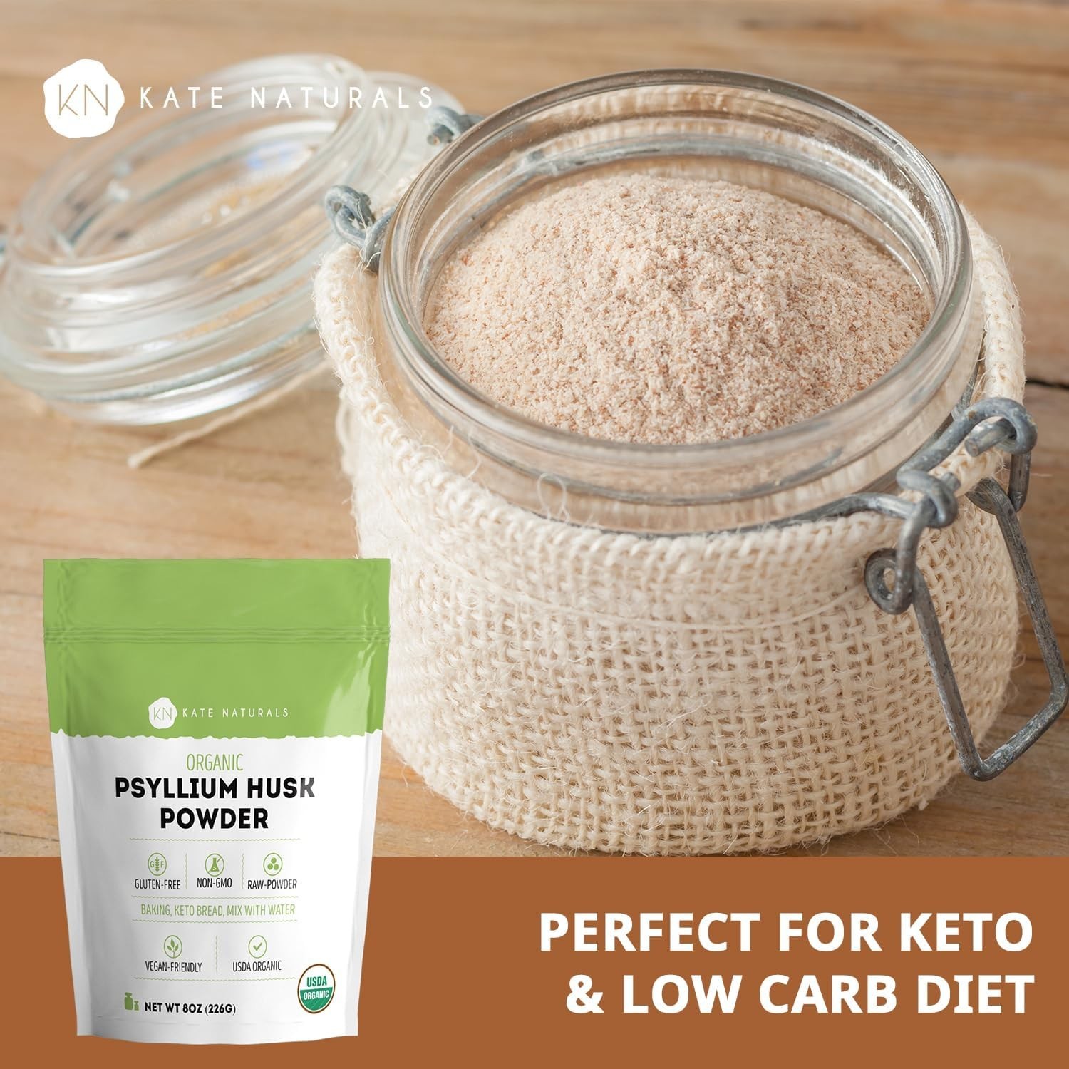 Psyllium Husk Powder for Fiber Digestion Baking Organic Gluten Free 8oz