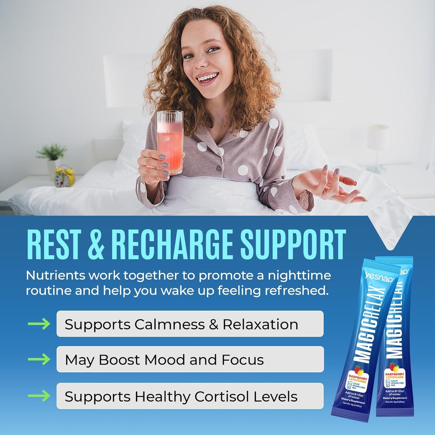 MAGICRELAX Calming Sparking Mix 8-In-1 Magnesium KSM-66 Ashwagandha Saffron Vita