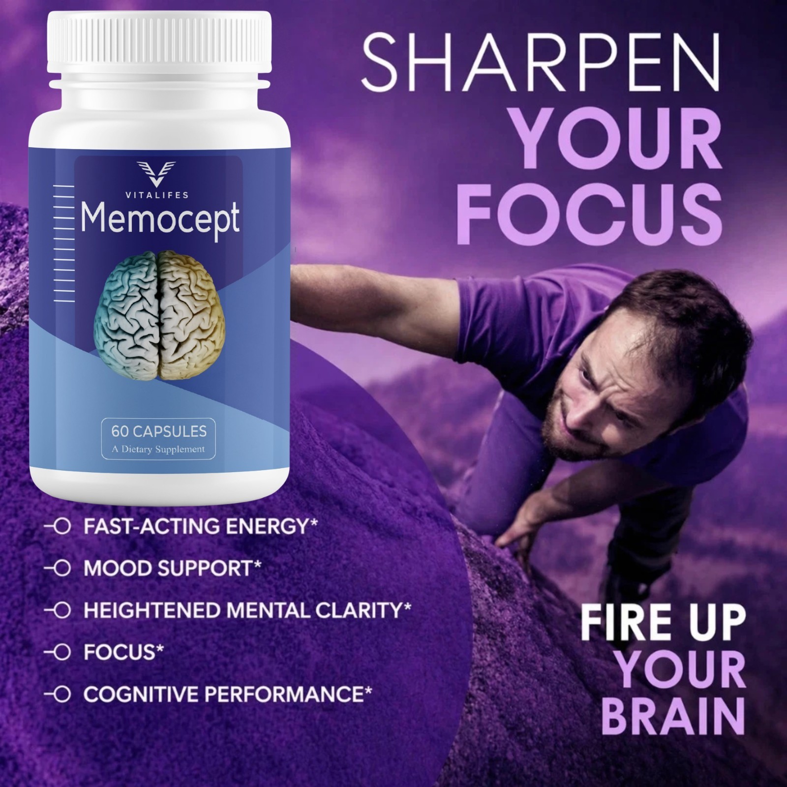 (5 Pack) Memocept Advanced Brain Support, Memocept Supplement 60 Caps