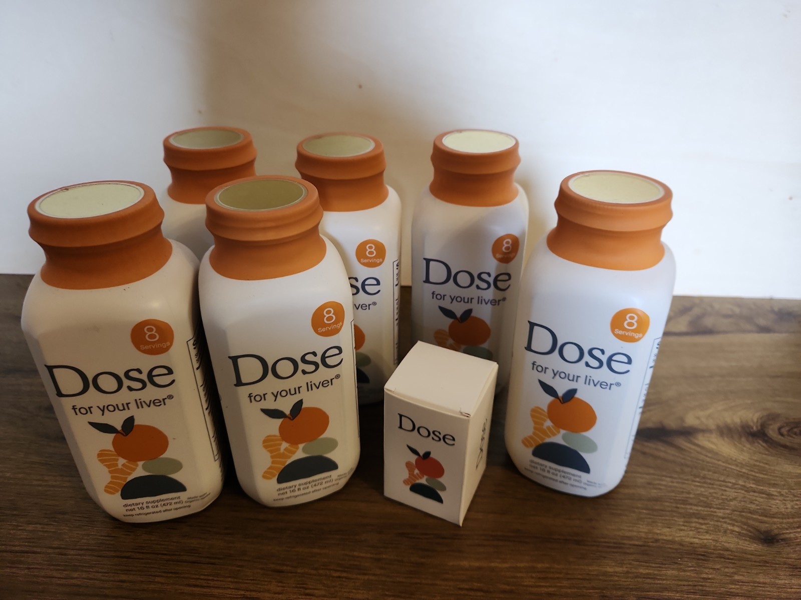 (6 Pack) Dose Shot For Your Liver With Stainless Cup 16oz Glass Jar 7/14/28