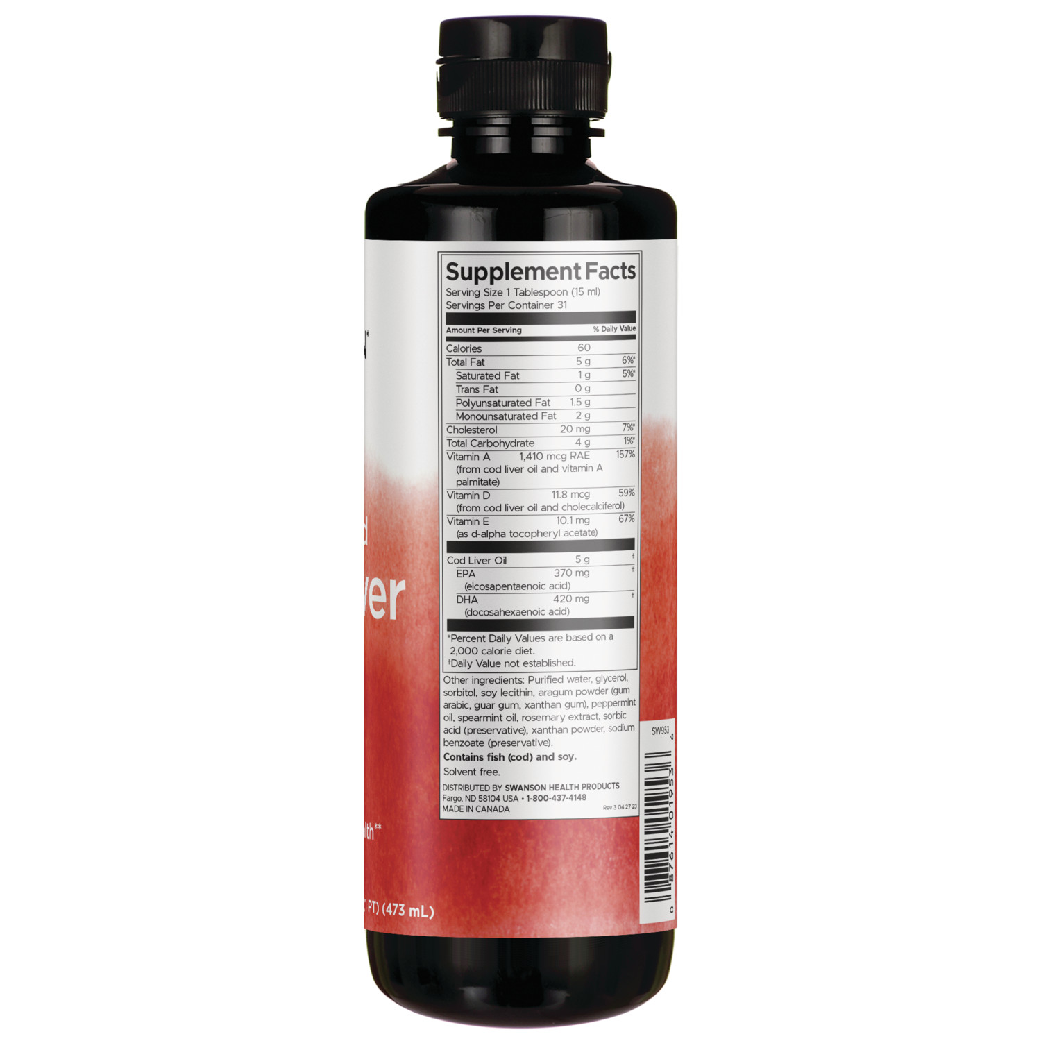 Swanson Emulsified Cod Liver Oil (Mint) 16 fl oz Liquid