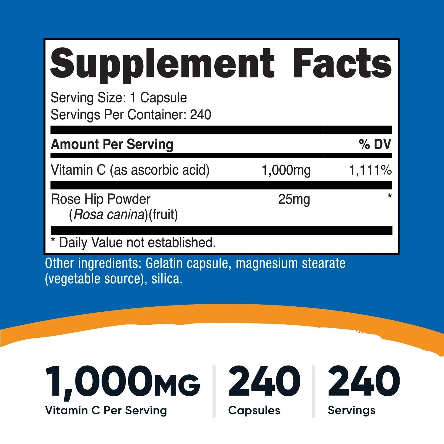 Nutricost Vitamin C with Rose Hips 1025mg, 240 Capsules