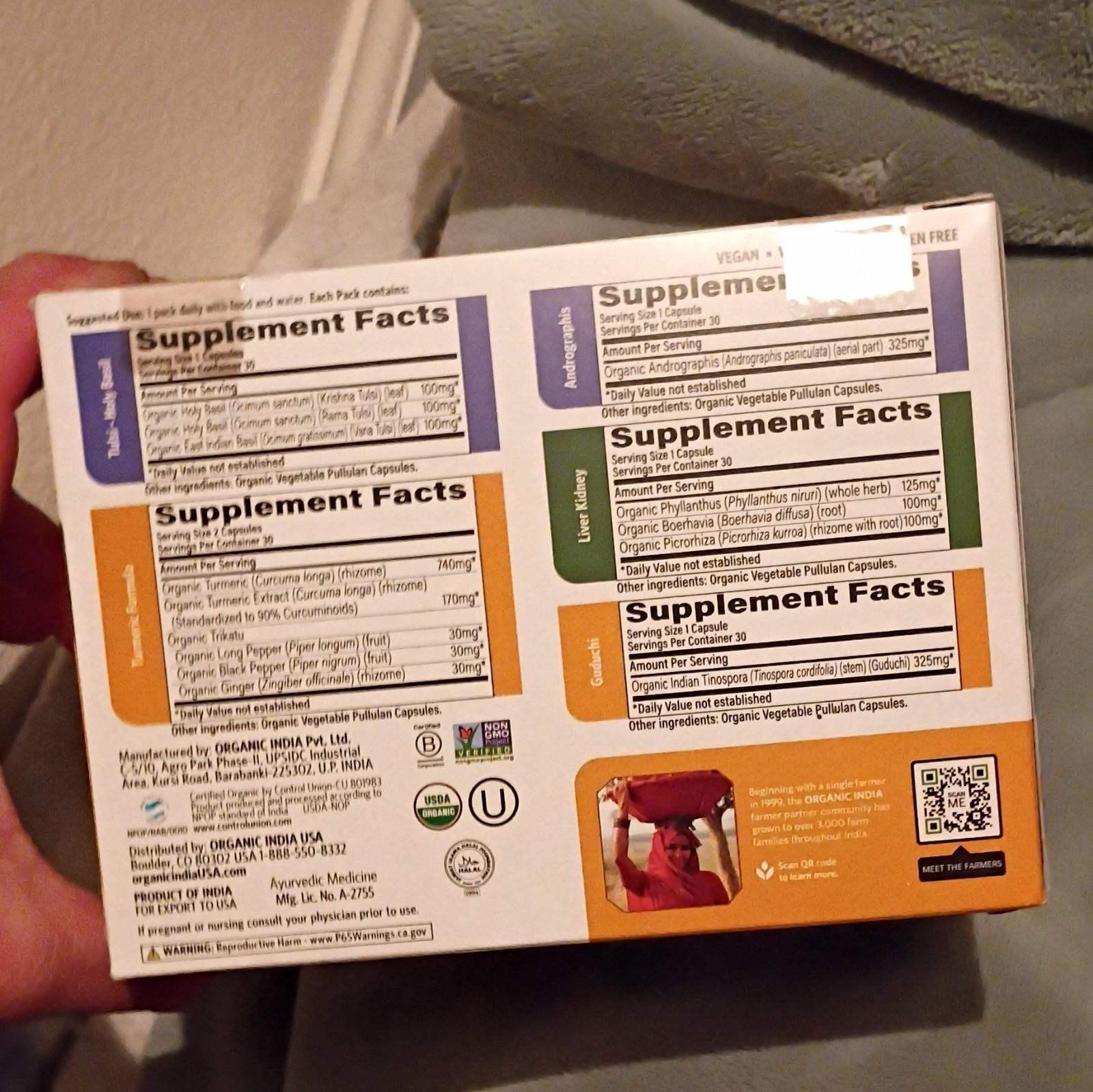 ORGANIC INDIA Organic Immune Support Daily Pack Capsules 30 Day Supply