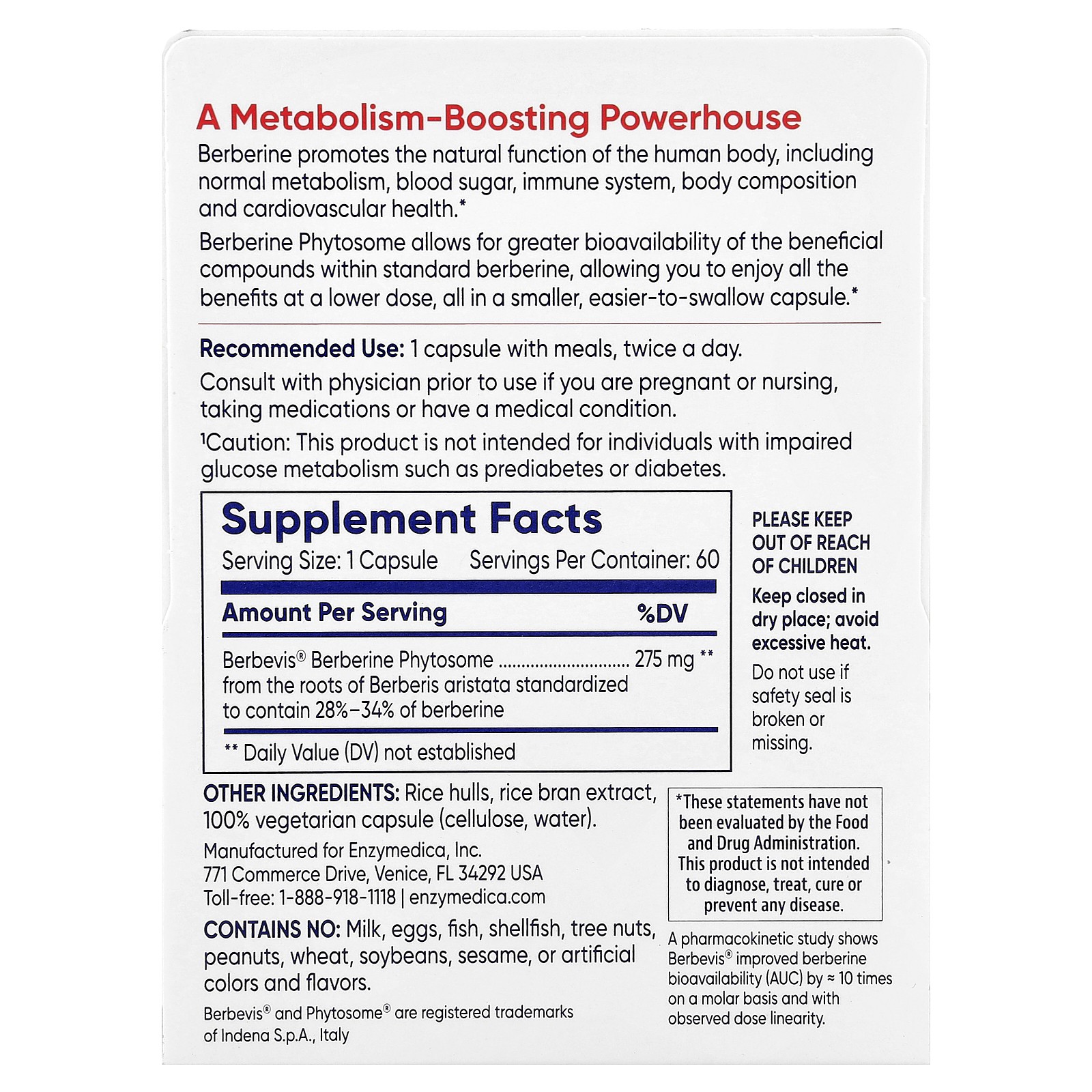 Berberine Phytosome, 60 Capsules