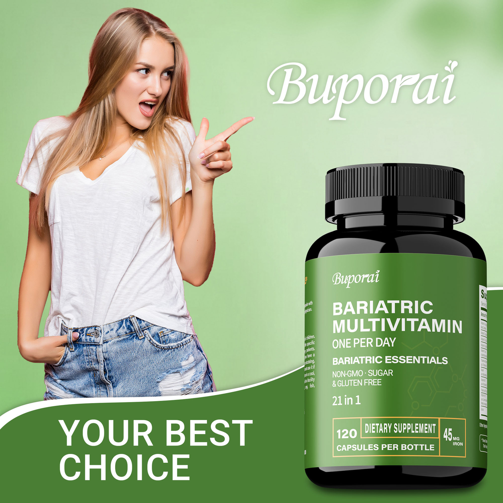 Bariatric Multivitamin -with 21 Vitamins,Balance Energy Levels Promotes Burn Fat