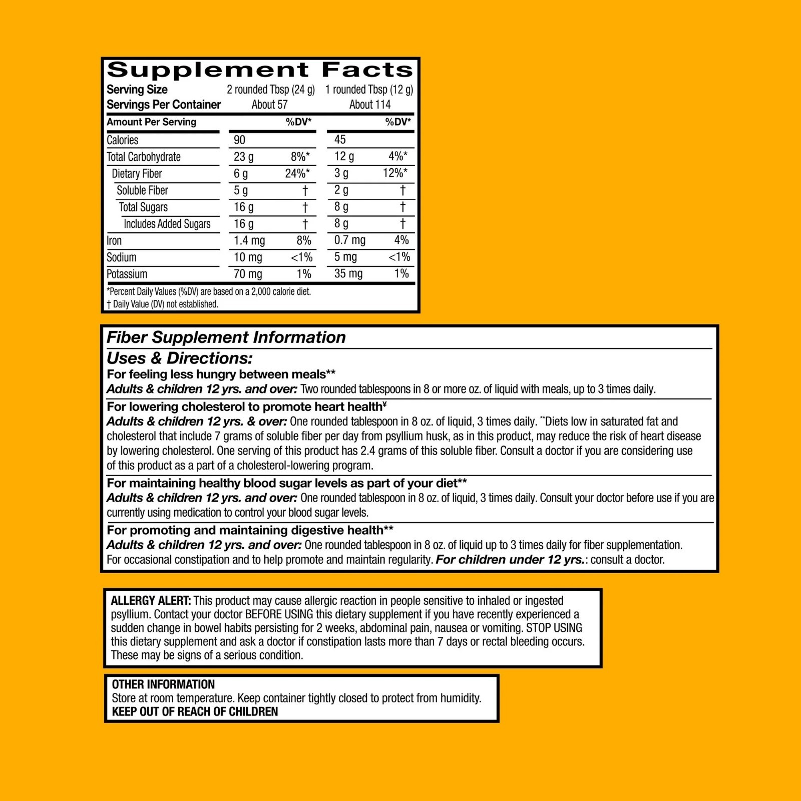 Equate Daily Fiber Orange Smooth Fiber Powder, 48.2 oz