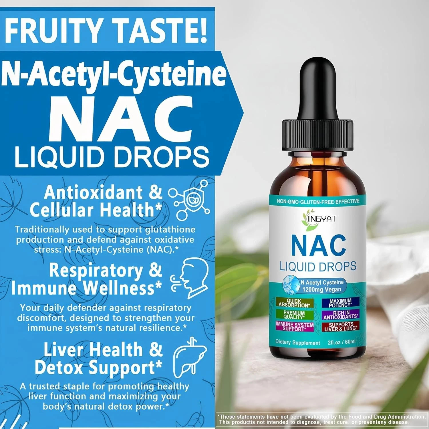 NAC Supplement N-Acetyl Cysteine | High Absorption 2 Fl Oz (Pack of 1)
