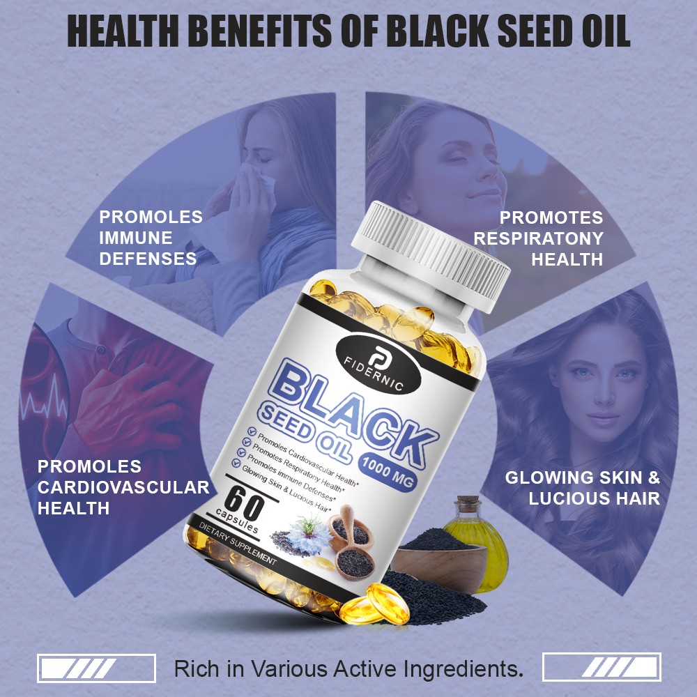 Black Seed Oil 1000mg 60 Capsules Cold Pressed Nigella Sativa