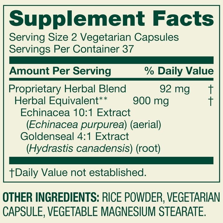 Spring Valley Echinacea Goldenseal Blend 900 mg Vegetarian Capsules 75 Count
