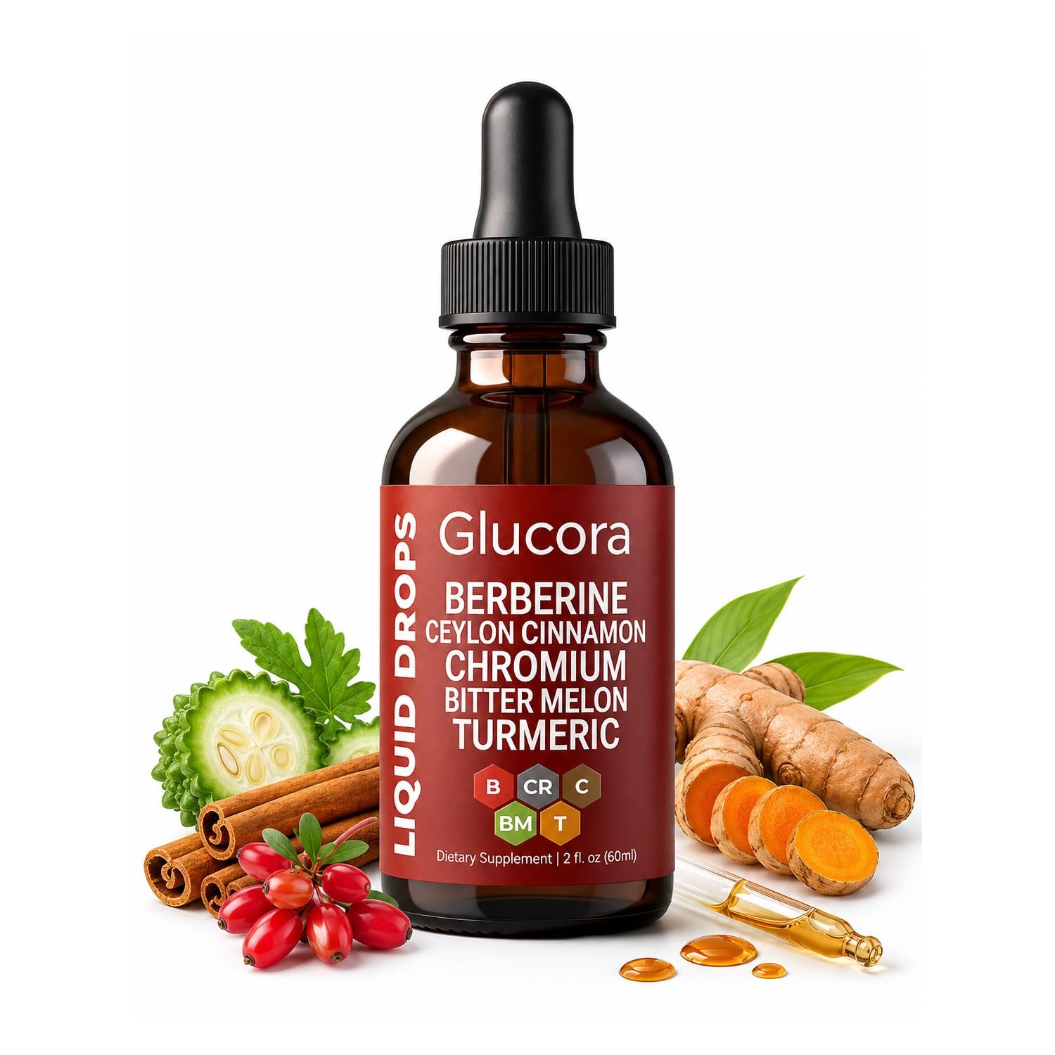 Glucora Berberina Liquida,Glucora Ceylon Cinnamon 2 Fl Oz (Pack of 1), 1pcs