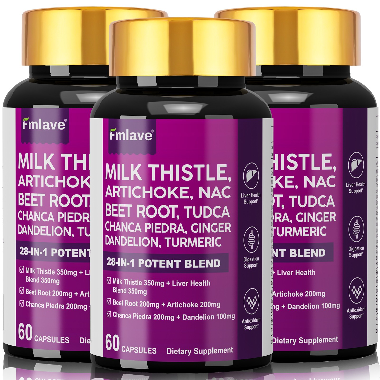 Milk Thistle (Silymarin 3500mg) Dandelion Turmeric Artichoke NAC – Liver Support