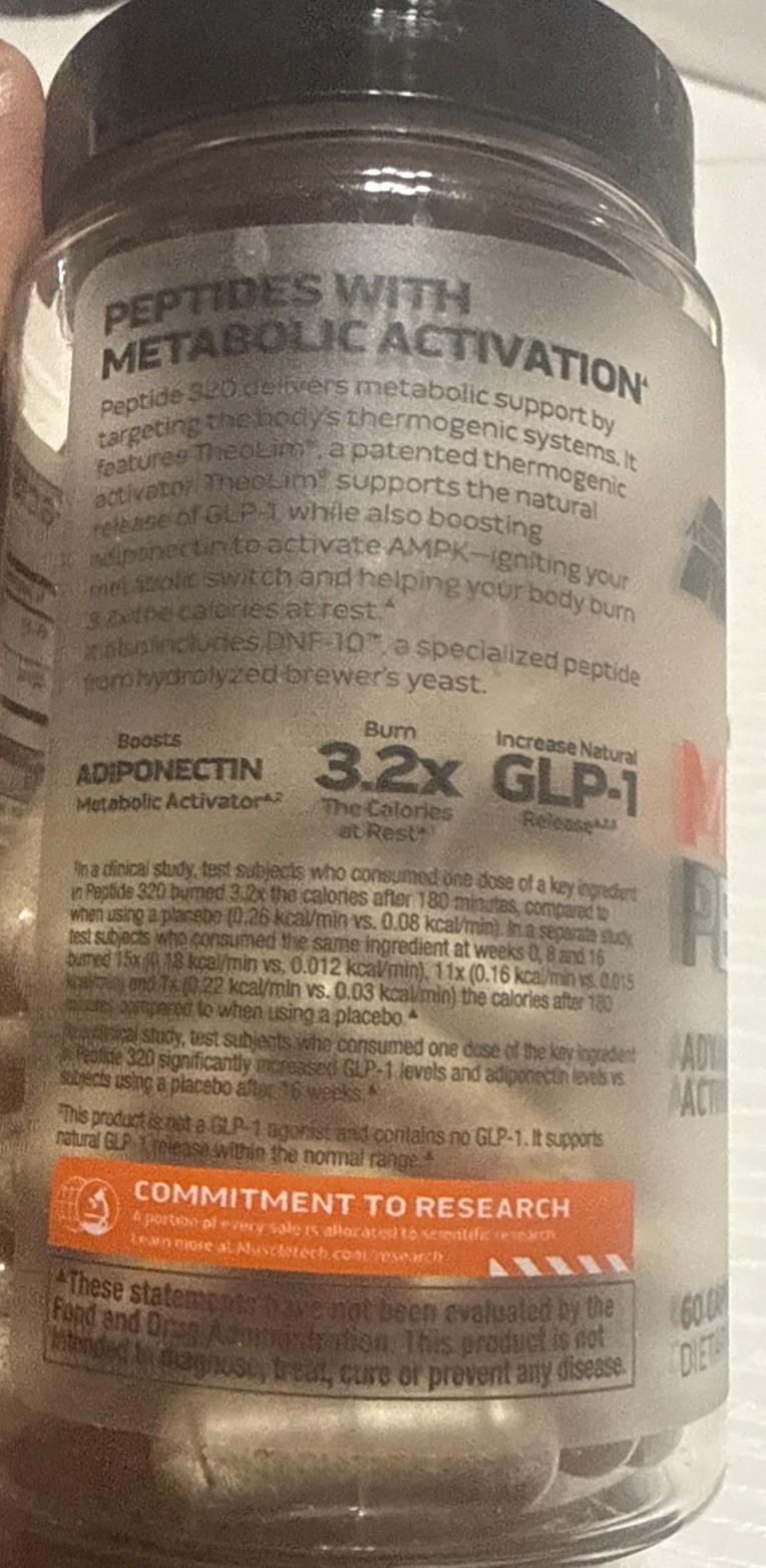 Muscletech Metabolic Peptide 320, 60 capsules, Exp 12/28 NEW