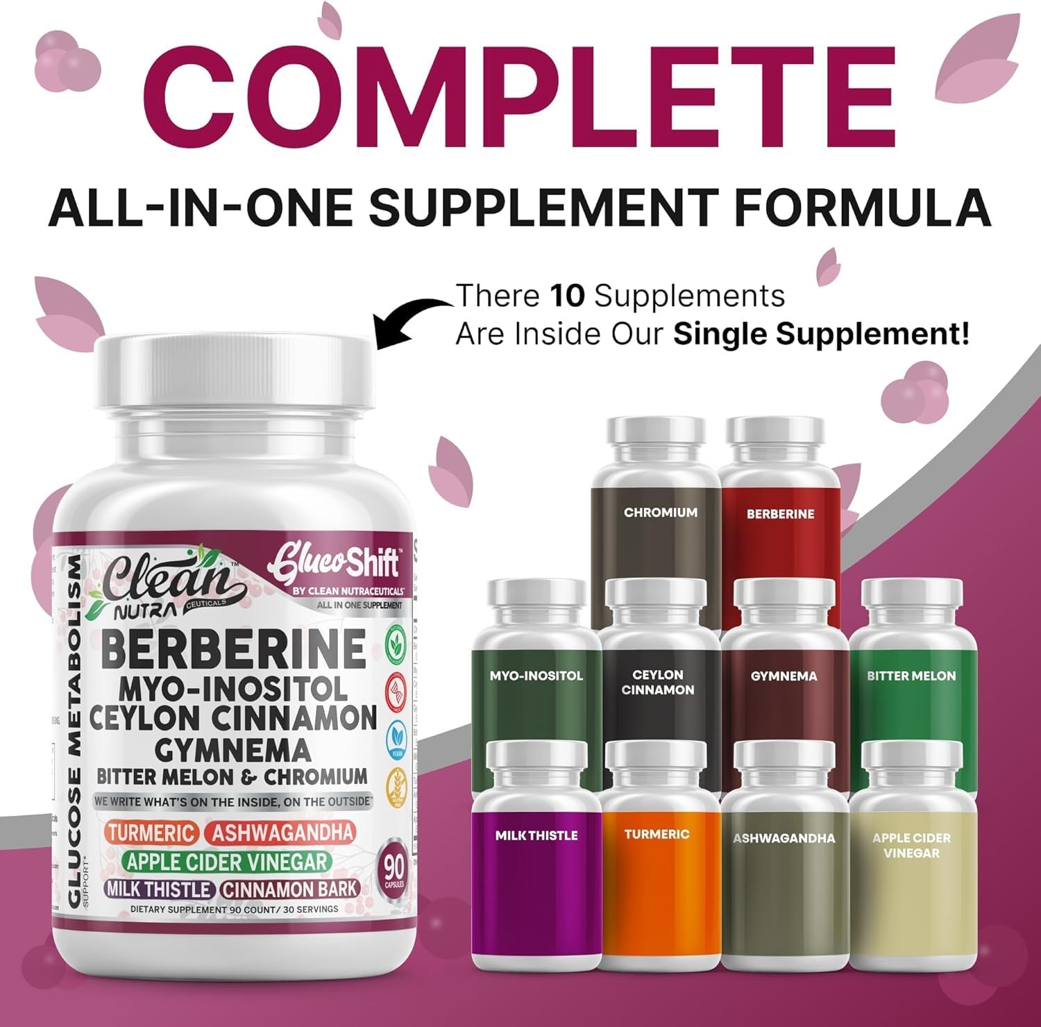 Berberine Supplement Myo-Inositol 90 Count (Pack of 1), Red