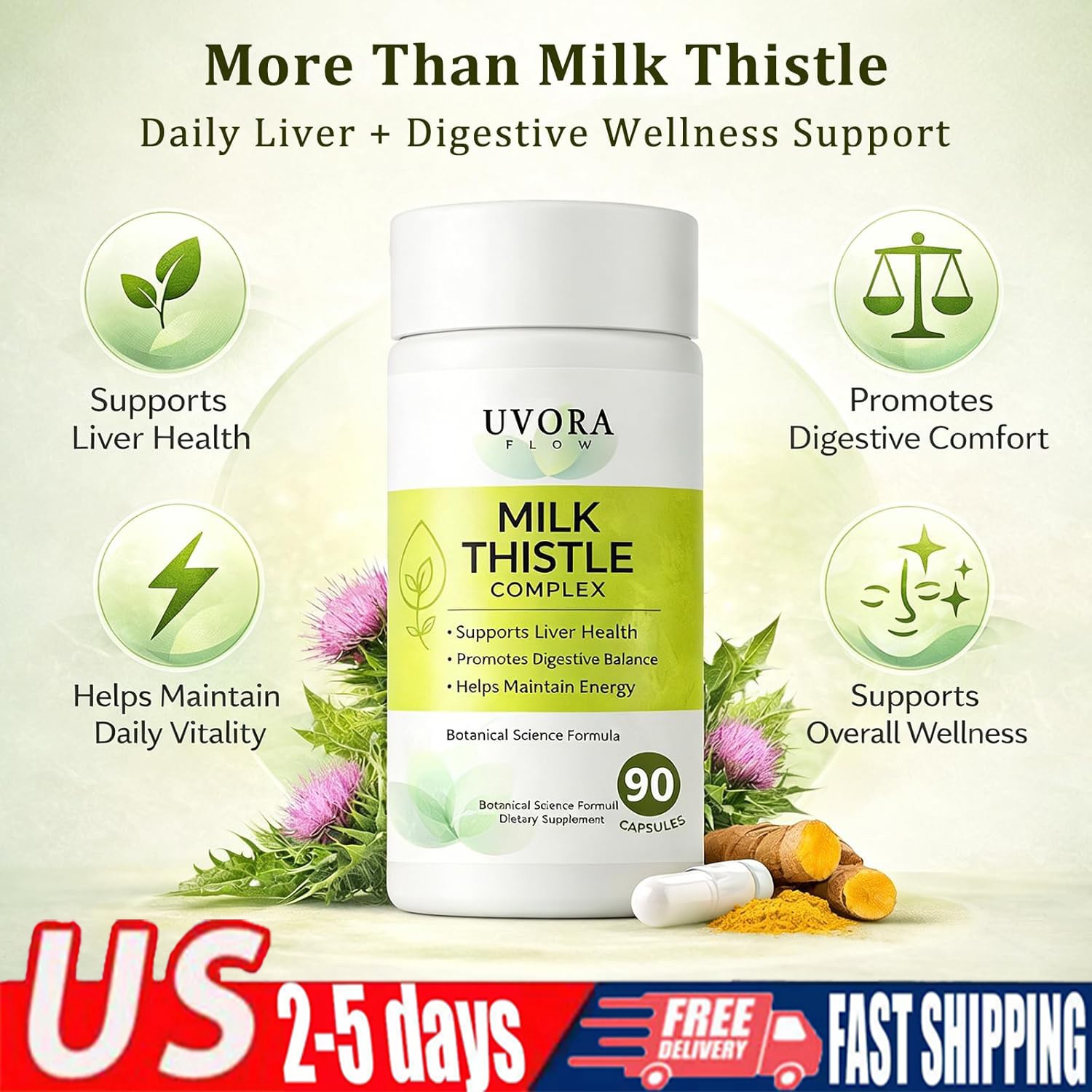 5x Uvora Milk Thistle Detox, Premium Herbal Supplement With Milk Thistle Extrac.