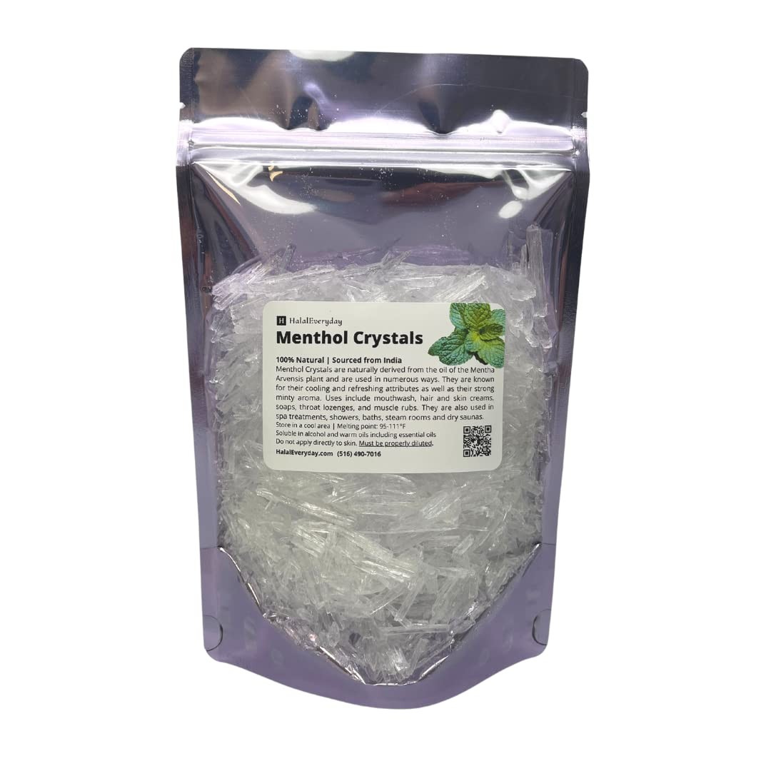Menthol Crystals – 100% Pure Mentha Arvensis USP Food 8 Ounce (Pack of 1)