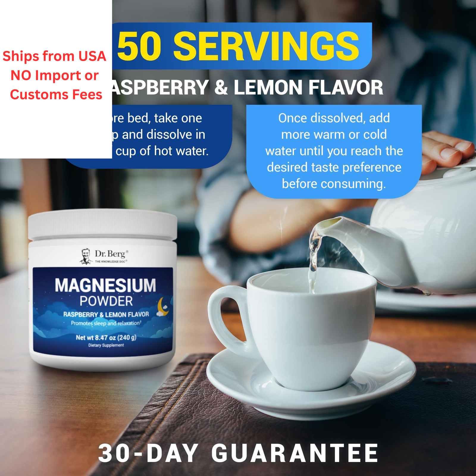 Dr. Berg Magnesium Glycinate Powder for Sleep, 8.47 Ounce (Pack of 1)