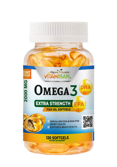 Omega 3 Fish Oil 2000mg – Heart, Brain & Joint Support – 120 Softgels – USA Made