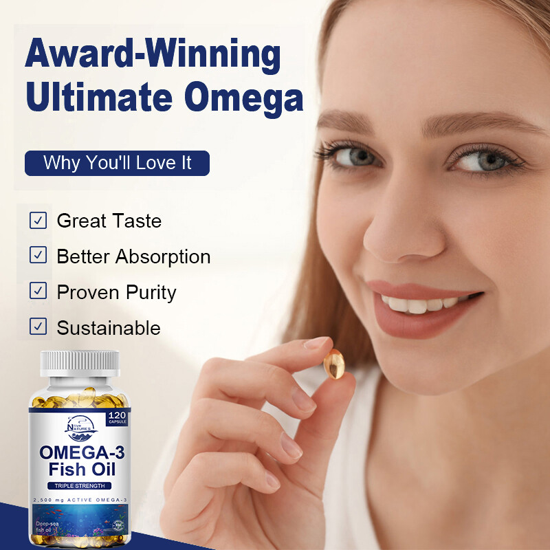 2500mg Omega 3 Fish Oil Capsules 3 x Strength EPA & DHA High Potency 1-4 Bottles