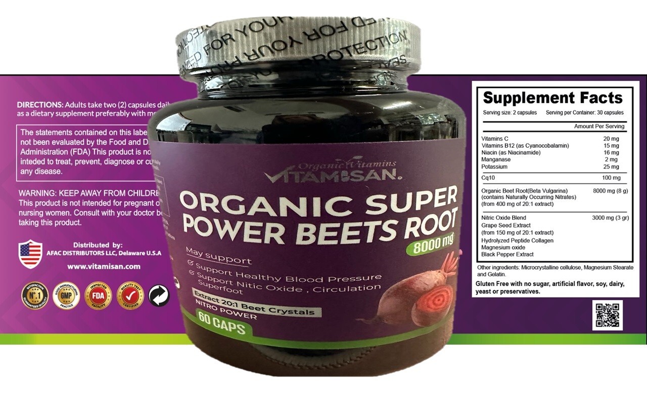 Organic vitamins Extra Strength Beet Root Extract 8000 mg Strength 120 Capsules