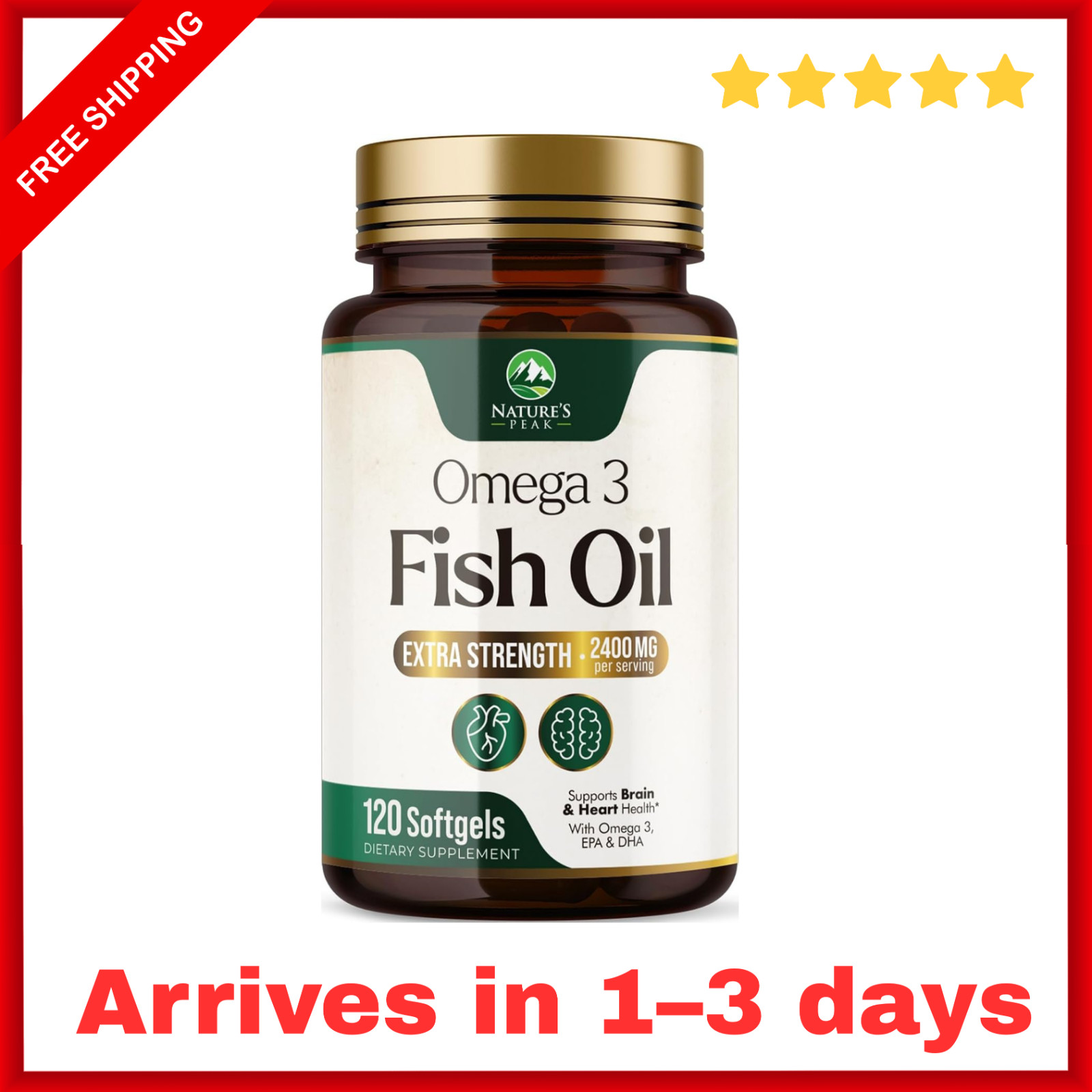 Omega 3 Fish Oil 2400mg EPA DHA Triple Strength 120 Softgels
