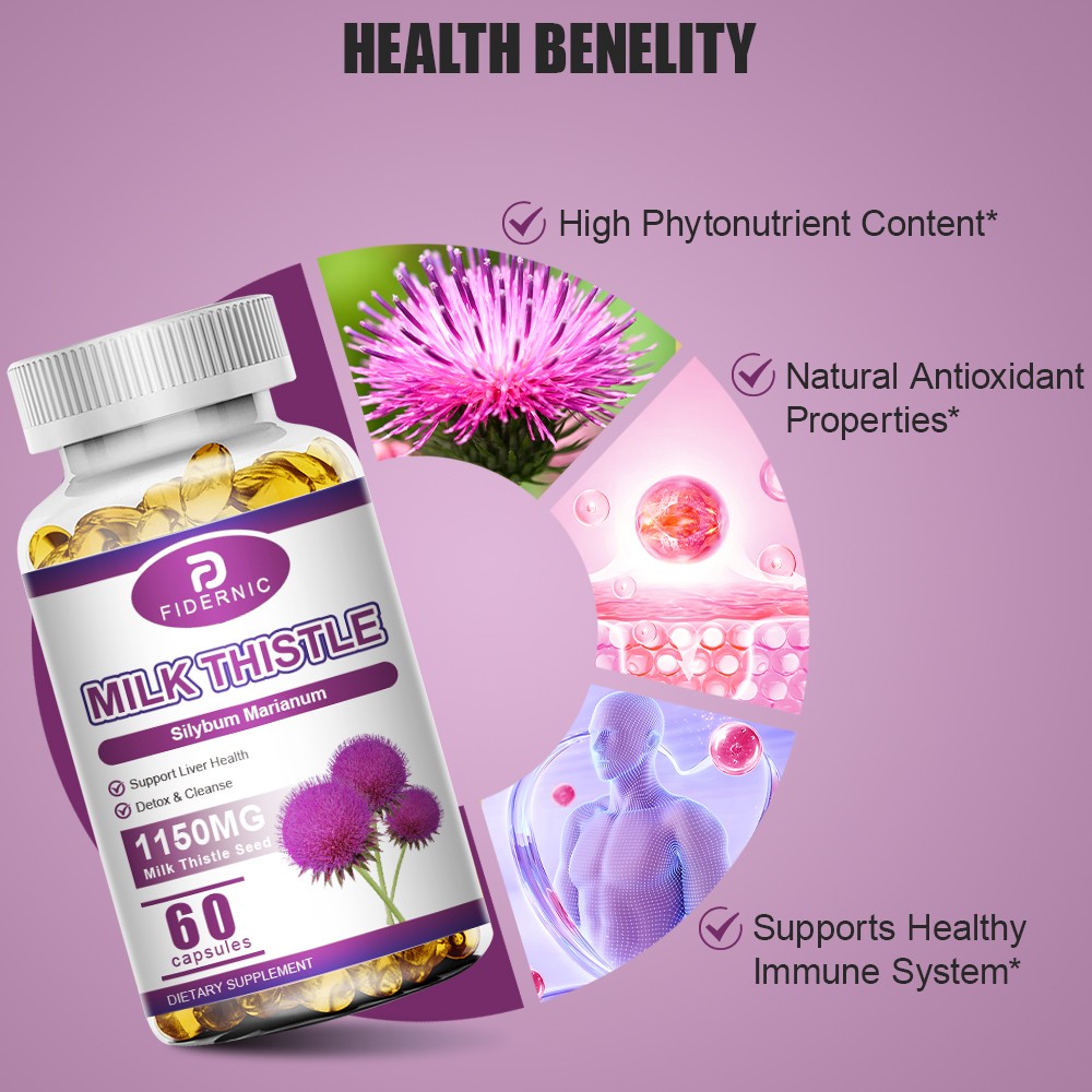60 Milk Thistle Capsules High Silymarin Liver Cleanse Detox Support Supplement