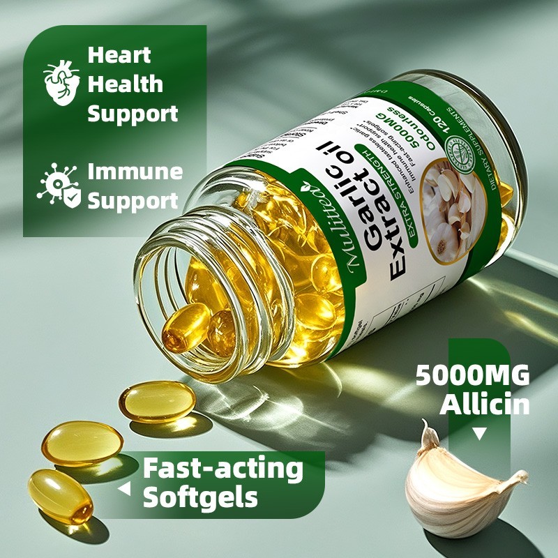 5000mg Garlic Oil 120 Rapid Release Softgels Capsules 5000 Extract organic Pills