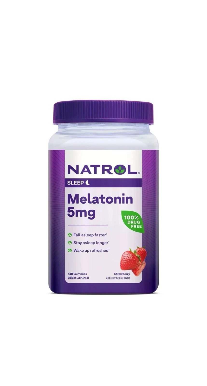 Natrol Melatonin 5mg Sleep Aid Gummies – Strawberry – 140ct -EXP 9/2026 (2 Pack)