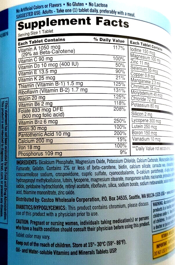 Kirkland Signature Daily Multi 500 Tablets EXP 11/2025
