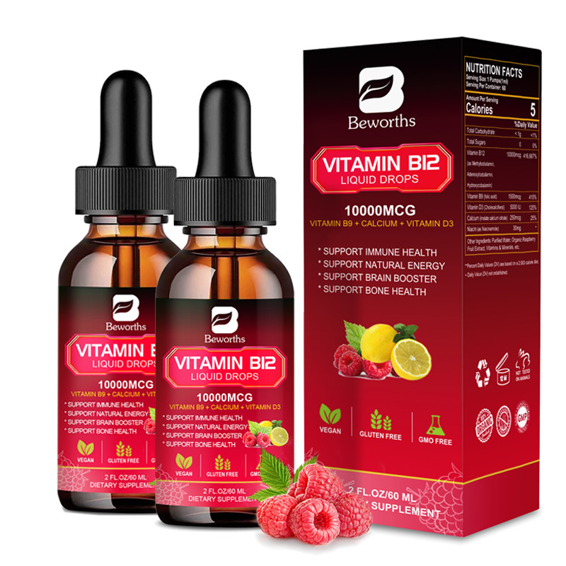 (4Pack)Vitamin B12 Supplement Liquid Drops Extra Strength Suport Immunity Energy